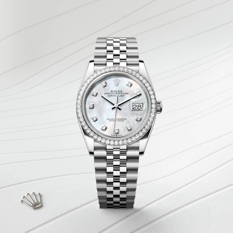 rolex Datejust in White Rolesor - combination of Oystersteel and white gold, M126284RBR-0011 - Globaltimepieces