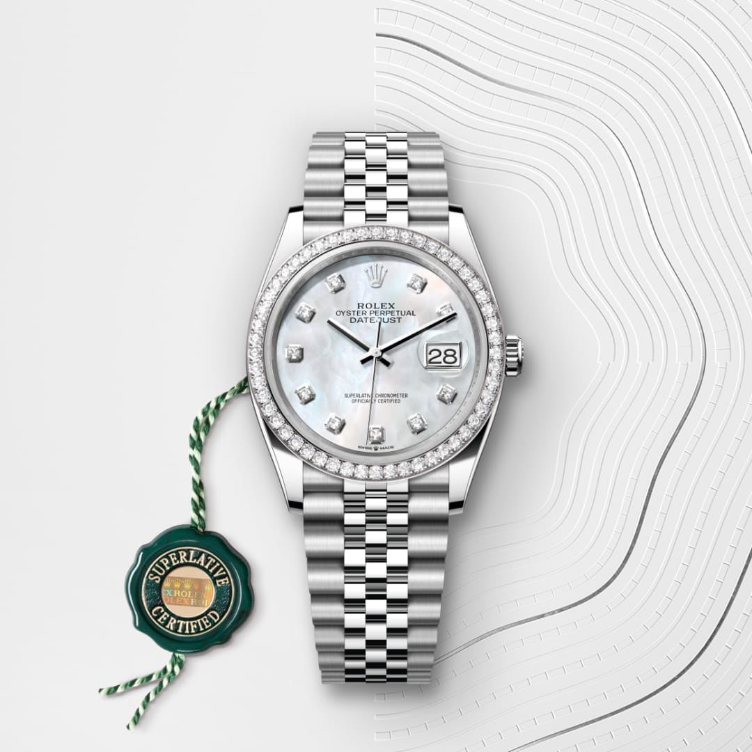 rolex Datejust in White Rolesor - combination of Oystersteel and white gold, M126284RBR-0011 - Globaltimepieces