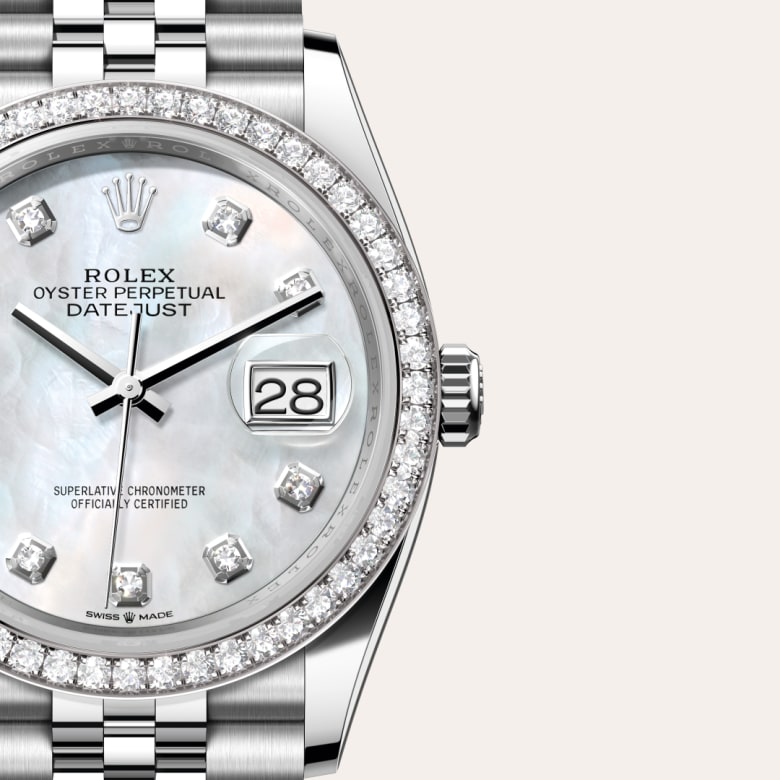 rolex Datejust in White Rolesor - combination of Oystersteel and white gold, M126284RBR-0011 - Globaltimepieces
