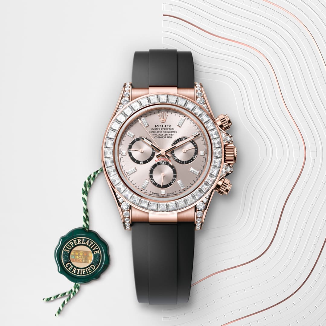 rolex Cosmograph Daytona in 18 ct Everose gold with lugs set with diamonds, M126535TBR-0002 - Globaltimepieces