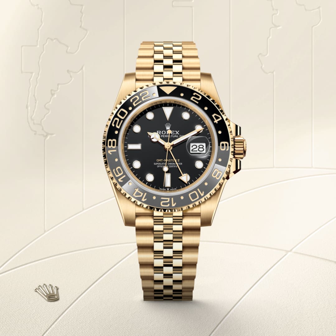 rolex GMT-Master II in 18 ct yellow gold, M126718GRNR-0001 - Globaltimepieces