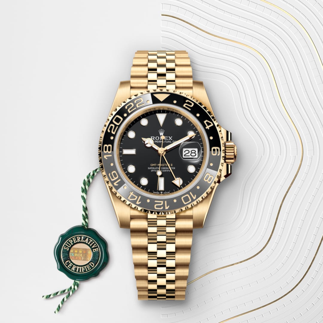 rolex GMT-Master II in 18 ct yellow gold, M126718GRNR-0001 - Globaltimepieces