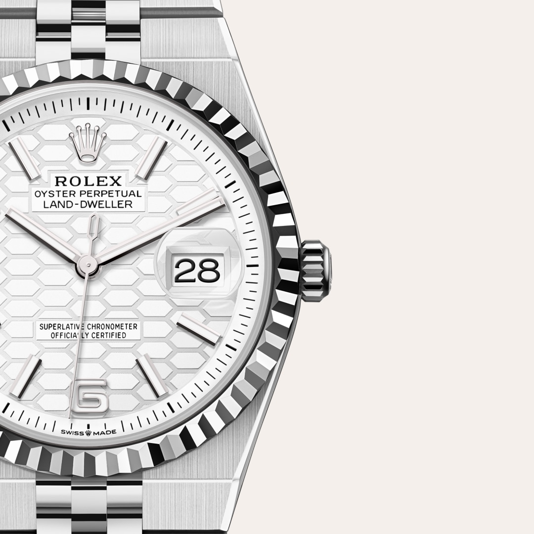 rolex Land-Dweller in White Rolesor - combination of Oystersteel and white gold, M127234-0001 - Globaltimepieces