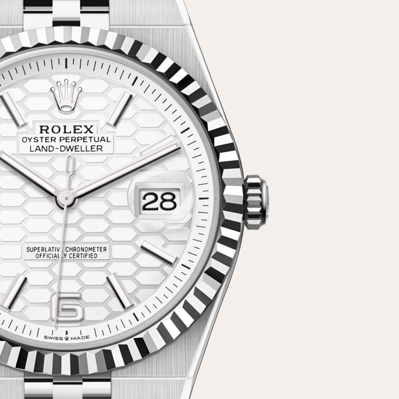 rolex Land-Dweller in White Rolesor - combination of Oystersteel and white gold, M127334-0001 - Globaltimepieces