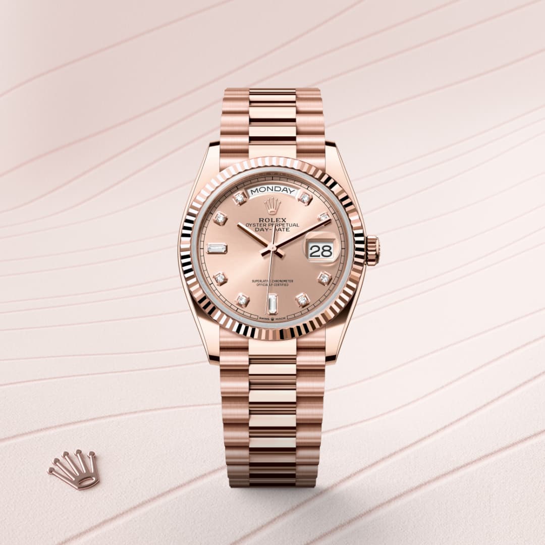 rolex Day-Date in 18 ct Everose gold, M128235-0009 - Globaltimepieces