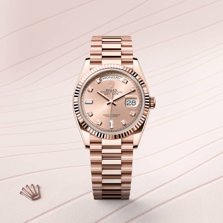 rolex Day-Date in 18 ct Everose gold, M128235-0009 - Globaltimepieces