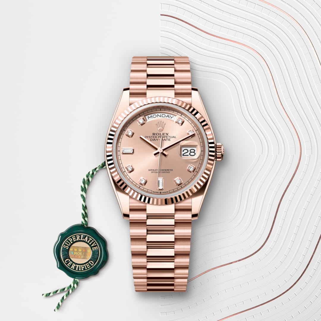 rolex Day-Date in 18 ct Everose gold, M128235-0009 - Globaltimepieces