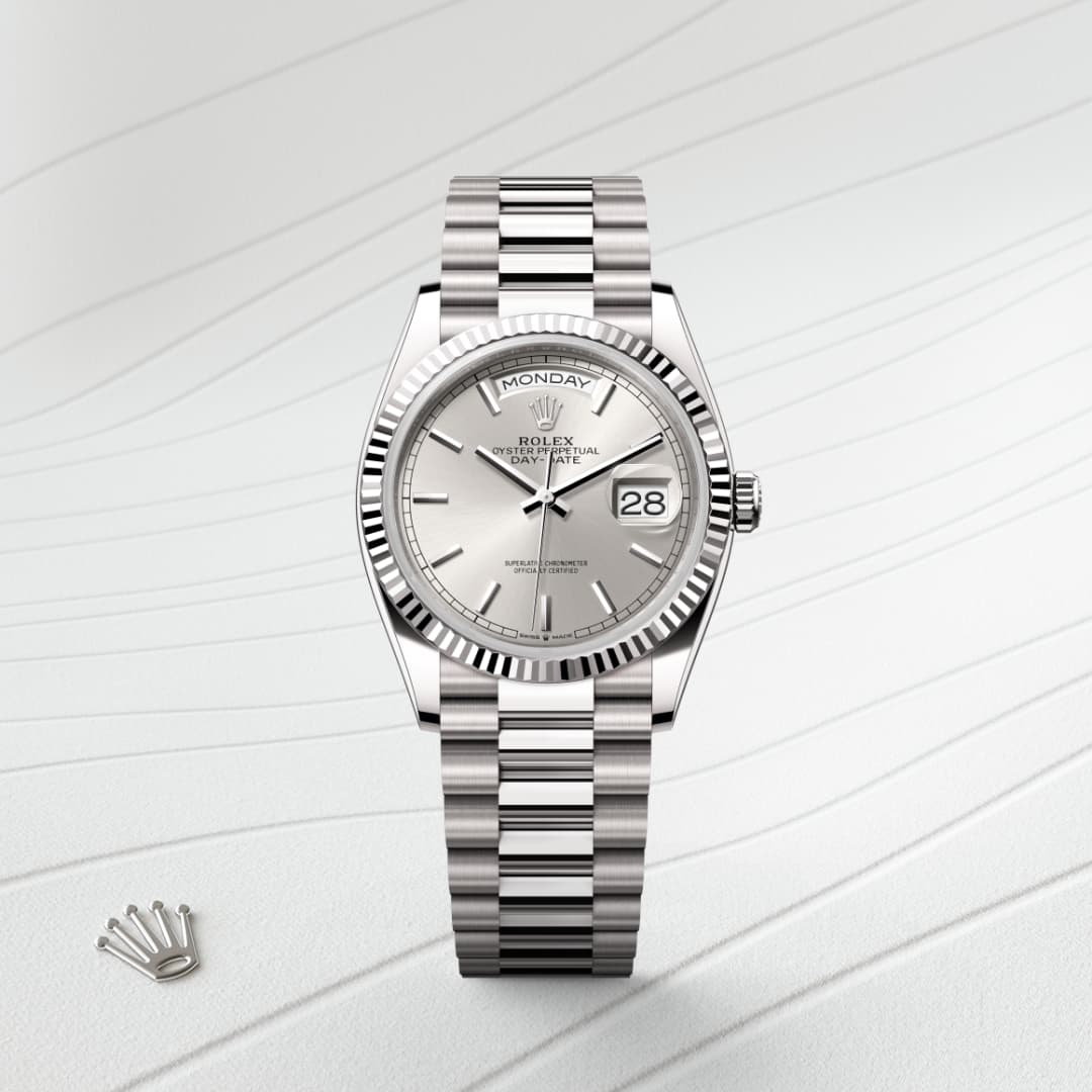 rolex Day-Date in 18 ct white gold, M128239-0005 - Globaltimepieces