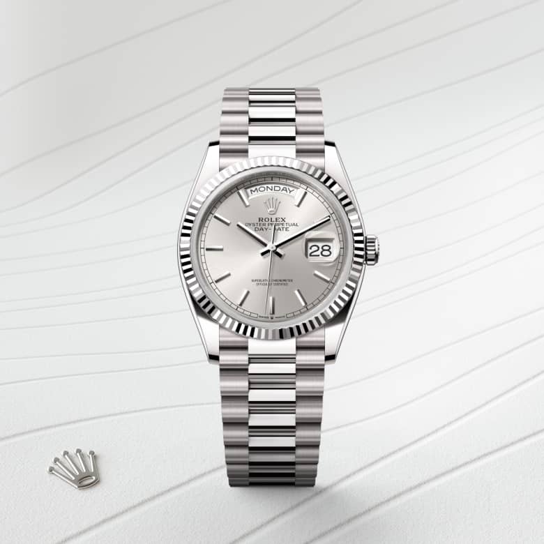 rolex Day-Date in 18 ct white gold, M128239-0005 - Globaltimepieces