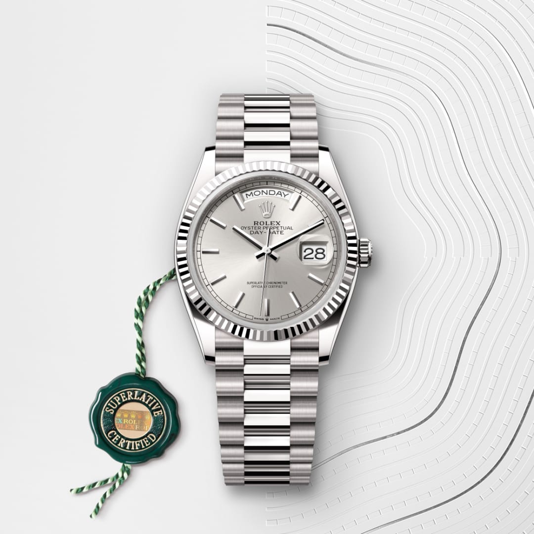 rolex Day-Date in 18 ct white gold, M128239-0005 - Globaltimepieces