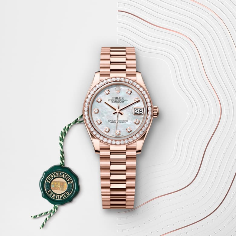rolex Datejust in 18 ct Everose gold, M278285RBR-0005 - Globaltimepieces
