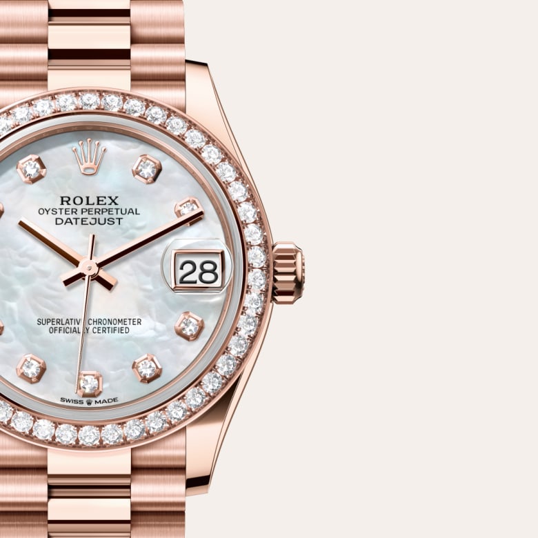 rolex Datejust in 18 ct Everose gold, M278285RBR-0005 - Globaltimepieces