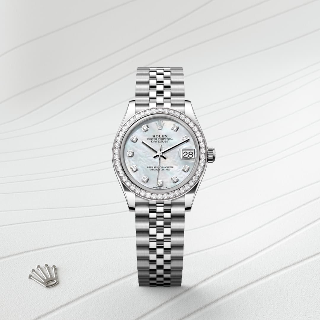 rolex Datejust in White Rolesor - combination of Oystersteel and white gold, M278384RBR-0008 - Globaltimepieces