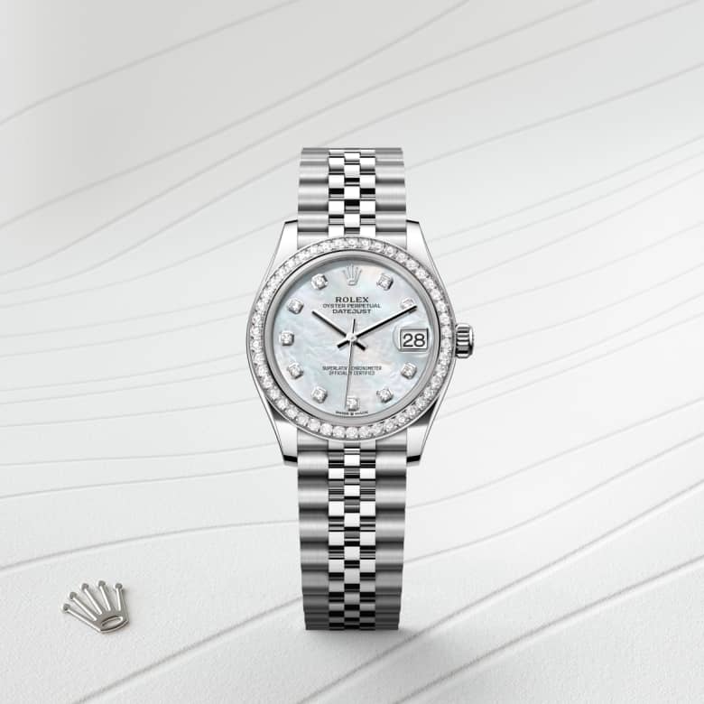rolex Datejust in White Rolesor - combination of Oystersteel and white gold, M278384RBR-0008 - Globaltimepieces