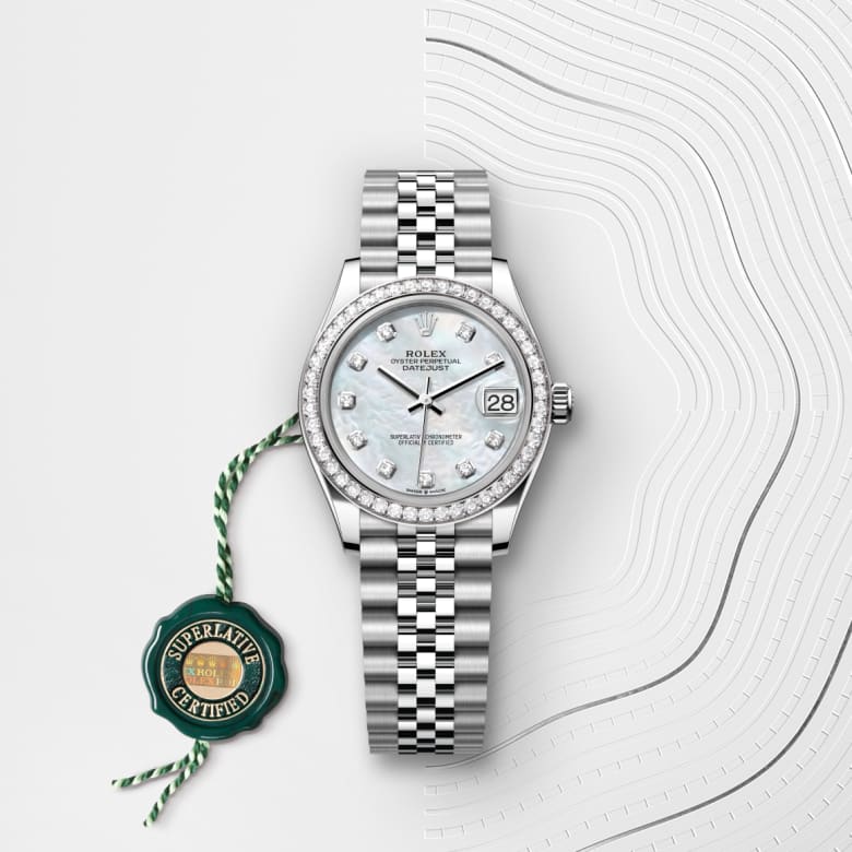 rolex Datejust in White Rolesor - combination of Oystersteel and white gold, M278384RBR-0008 - Globaltimepieces