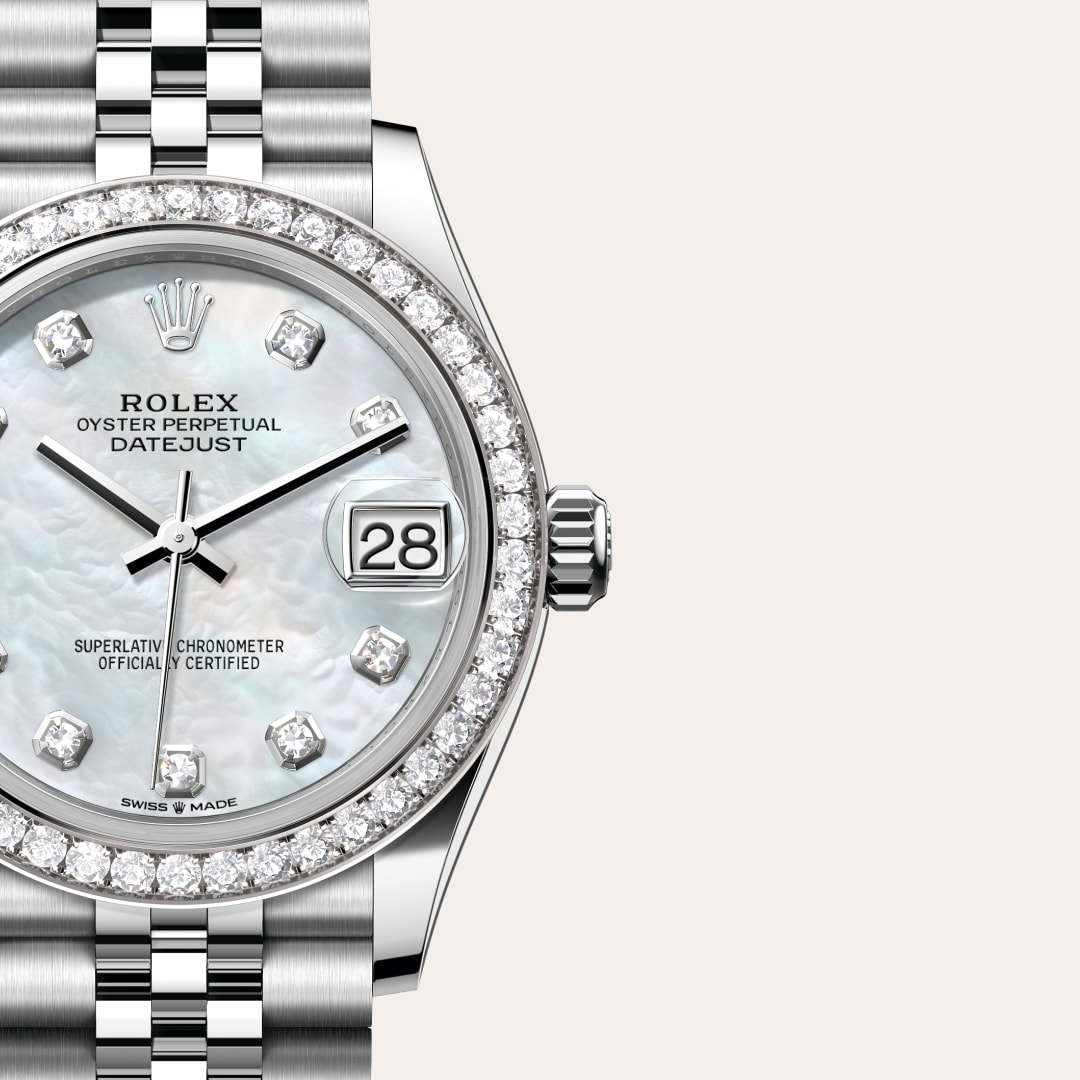 rolex Datejust in White Rolesor - combination of Oystersteel and white gold, M278384RBR-0008 - Globaltimepieces