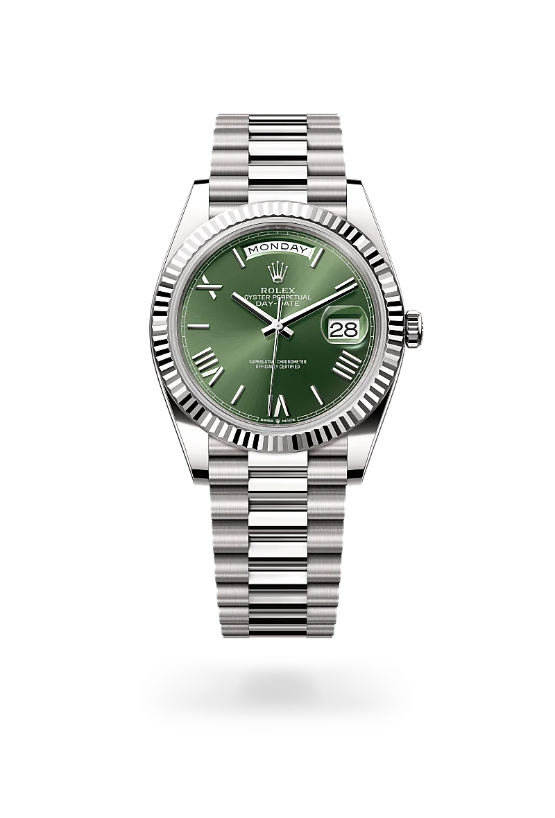 Rolex Day-Date 40 in 18 ct white gold, M228239-0033 - Global Timepieces